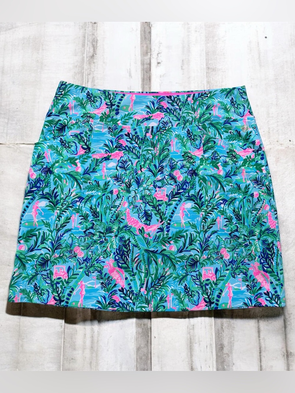 Lilly Pulitzer Luxletic Monica Par Fection Golf Skort Sz 4 Blue Horizon UPF 50+